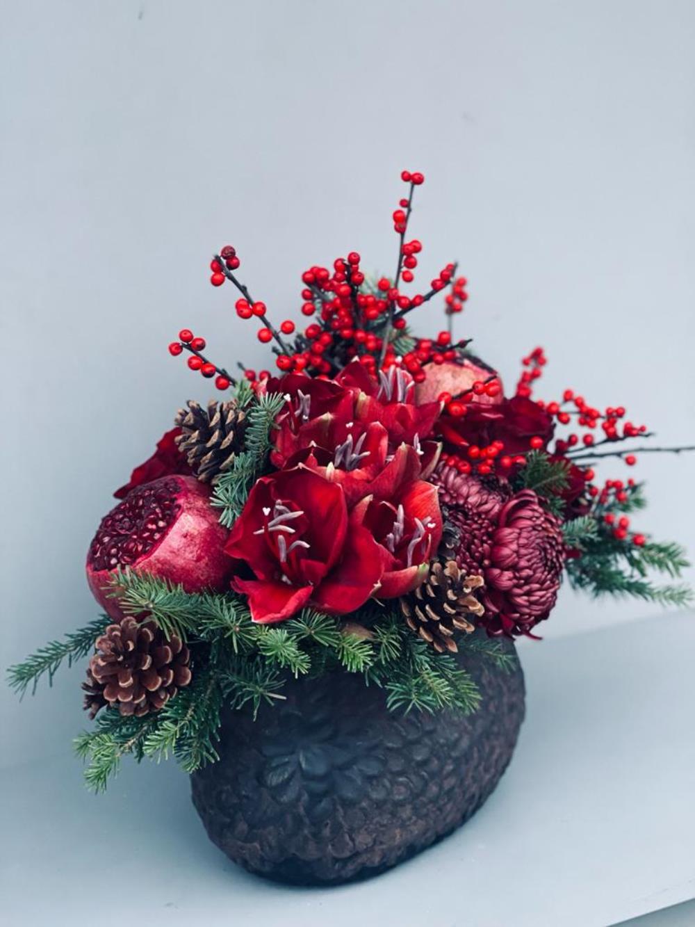 Red Arrangement With Pomegranate 